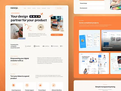Naranja - Business & Agency Landing Page - Animation agency animation app businees clean coded company framer hero interaction landing page marketing mobile startup ui uiux ux web design webflow website