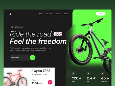 Bike rental web ui design bike rental booking ui clean design clean ui e commerce hero section minimal modern ui online shop product design rental website reservation ui responsive design ui ui designer ux web web design website website design