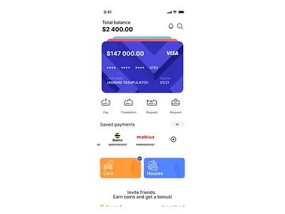 Banking App Dashboard ui