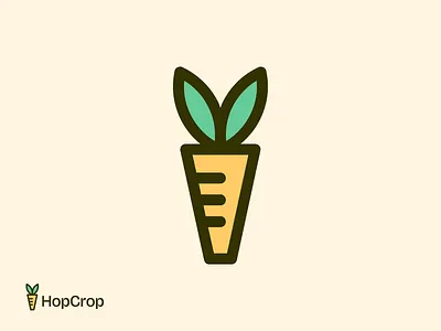 HopCrop Symbol animal branding carrot creaticve food fresh icon logo logodesign logodesigner mark minimal modern rabbit symbol vegetables