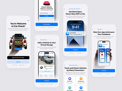Car Check App Onboarding app car check data drive license mileage mobile number onboarding paywall plate report status steps tax ui ux vehicle vin