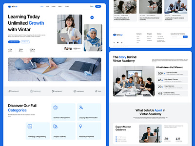 Vintar - Online Education Webflo no code online course ui ux web design web template webflow webflow template website