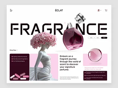 Éclat - Perfumes E-commerce Website art concept design design web devdock ecommerce hero design landing page design light theme luxury parfumes perfumes shop uiux web design web design inspiration website design