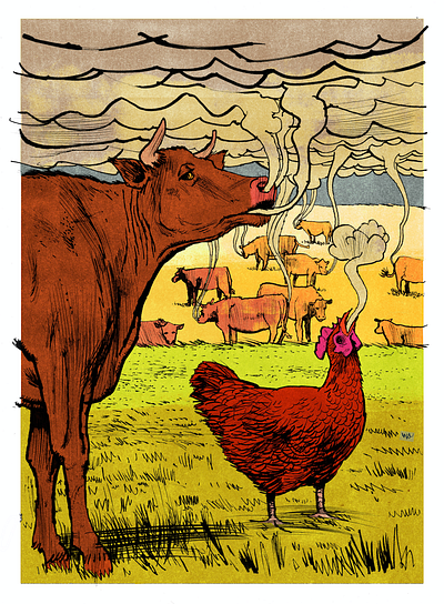 Matt Rota for Gravy mag. animals carnivore conceptual illustration cows diet editorial illustration environment footprint illustration illustrationart illustrationartist illustrationzone illustrator