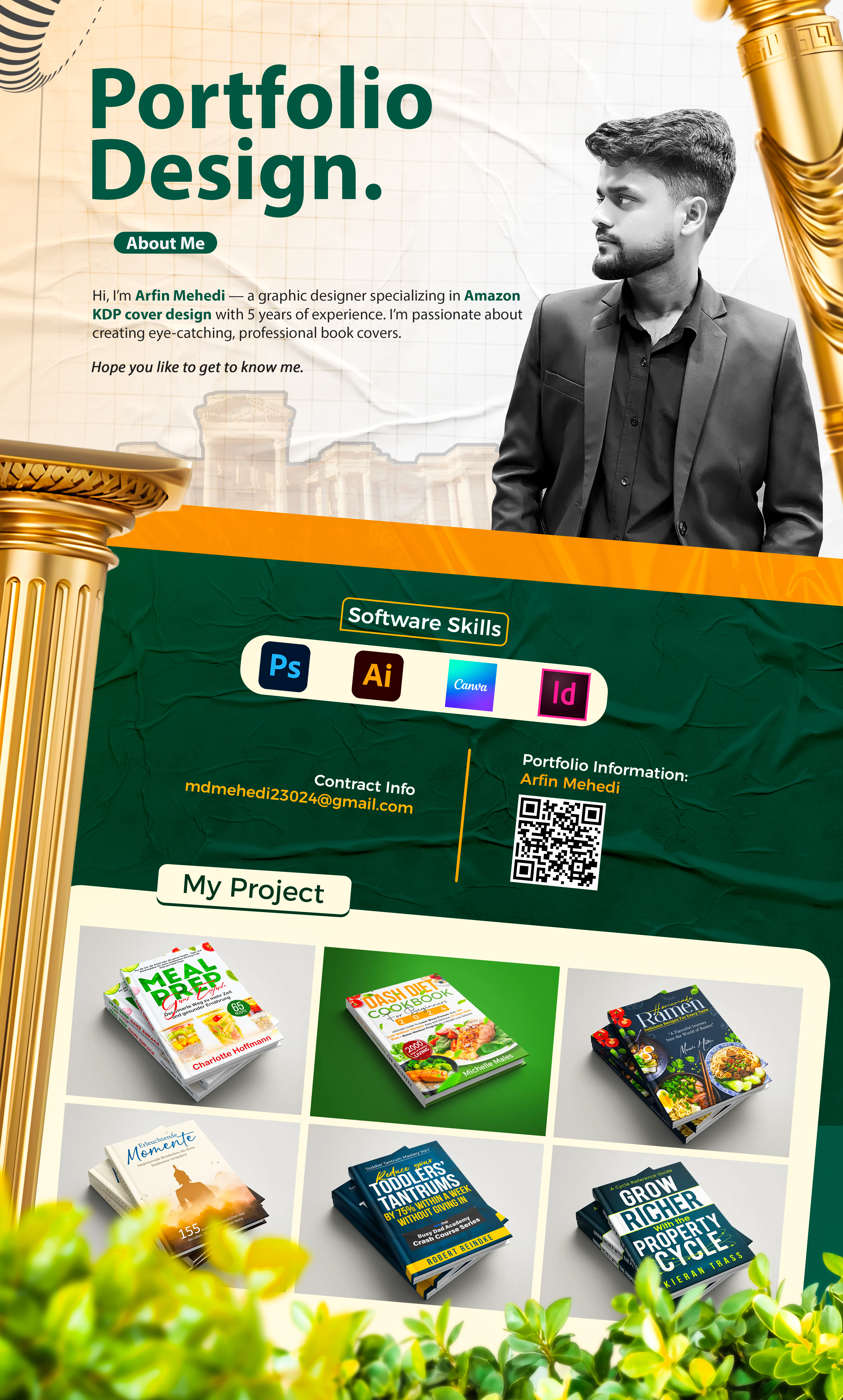 Portfolio Design 2025 - Arfin Mehedi animation arfin mehedi branding cover design cv flyer graphic design logo portfolio resume webdesign