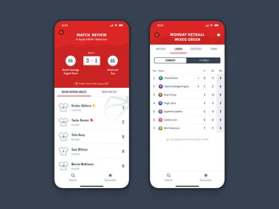 Match Ladder // Matches List app design sports app design ui ux visual design