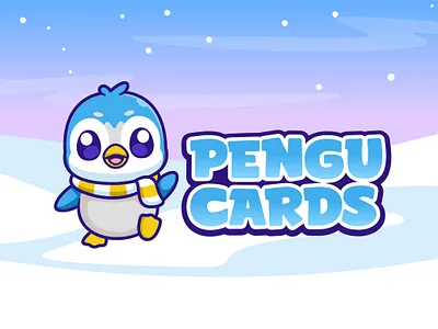 Logo Mascot - Pengu Cards cartoon character custom logo cute cute design design flat graphic design illustration kawaii logo mascot penguin vector