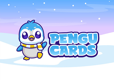 Logo Mascot - Pengu Cards cartoon character custom logo cute cute design design flat graphic design illustration kawaii logo mascot penguin vector
