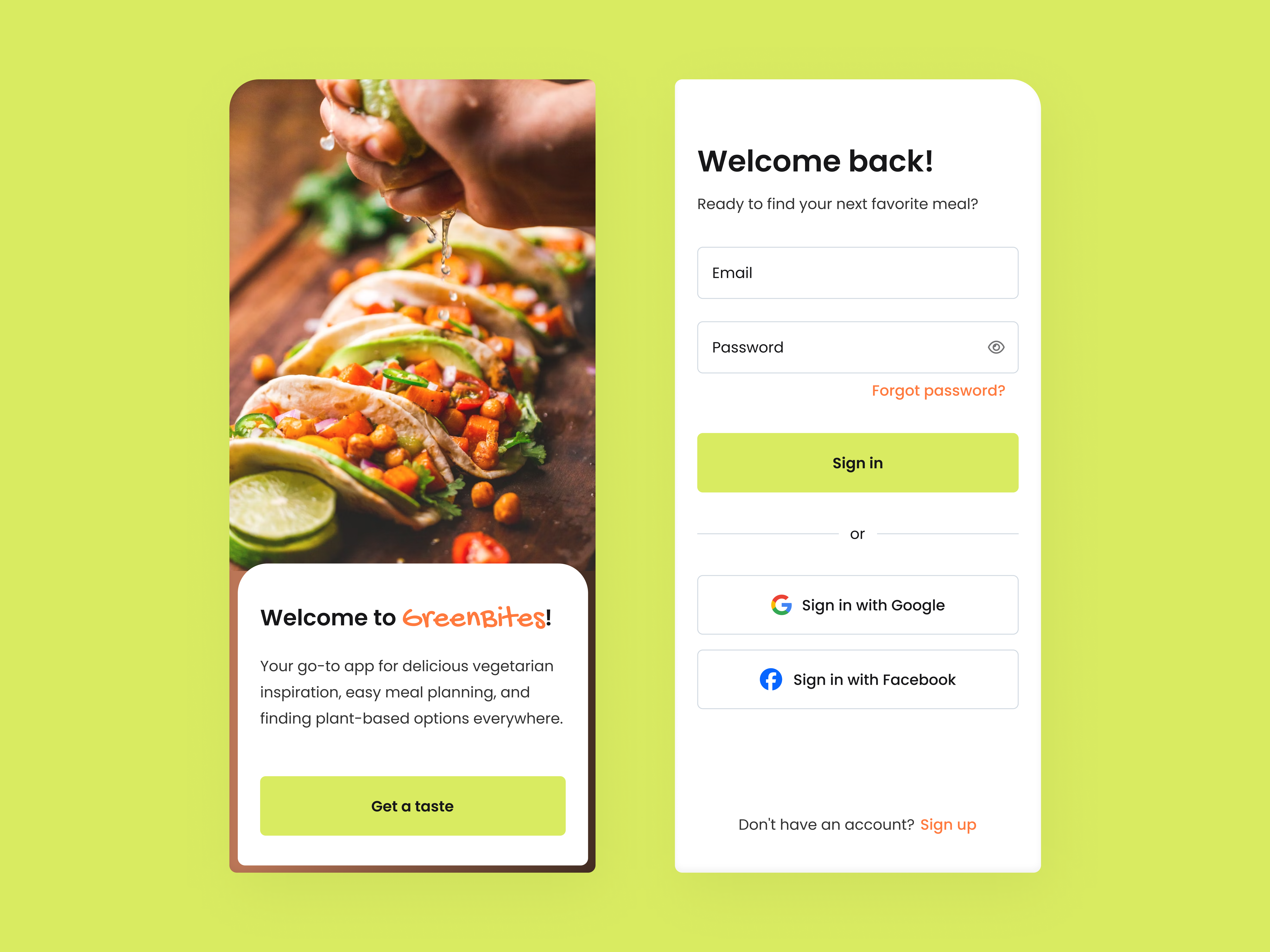 Food mobile app concept app food green intro microinteractions mobile app onboarding product design splash ui ux vegan