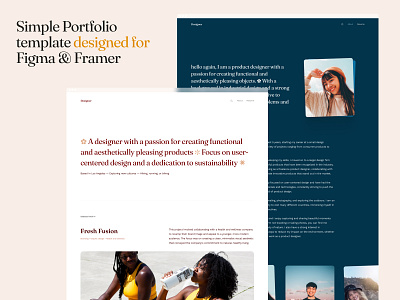 Simple Portfolio template designed for Framer & Figma 🚀 case study landing page minimal minimal portfolio portfolio portfolio design typography ui ux web design