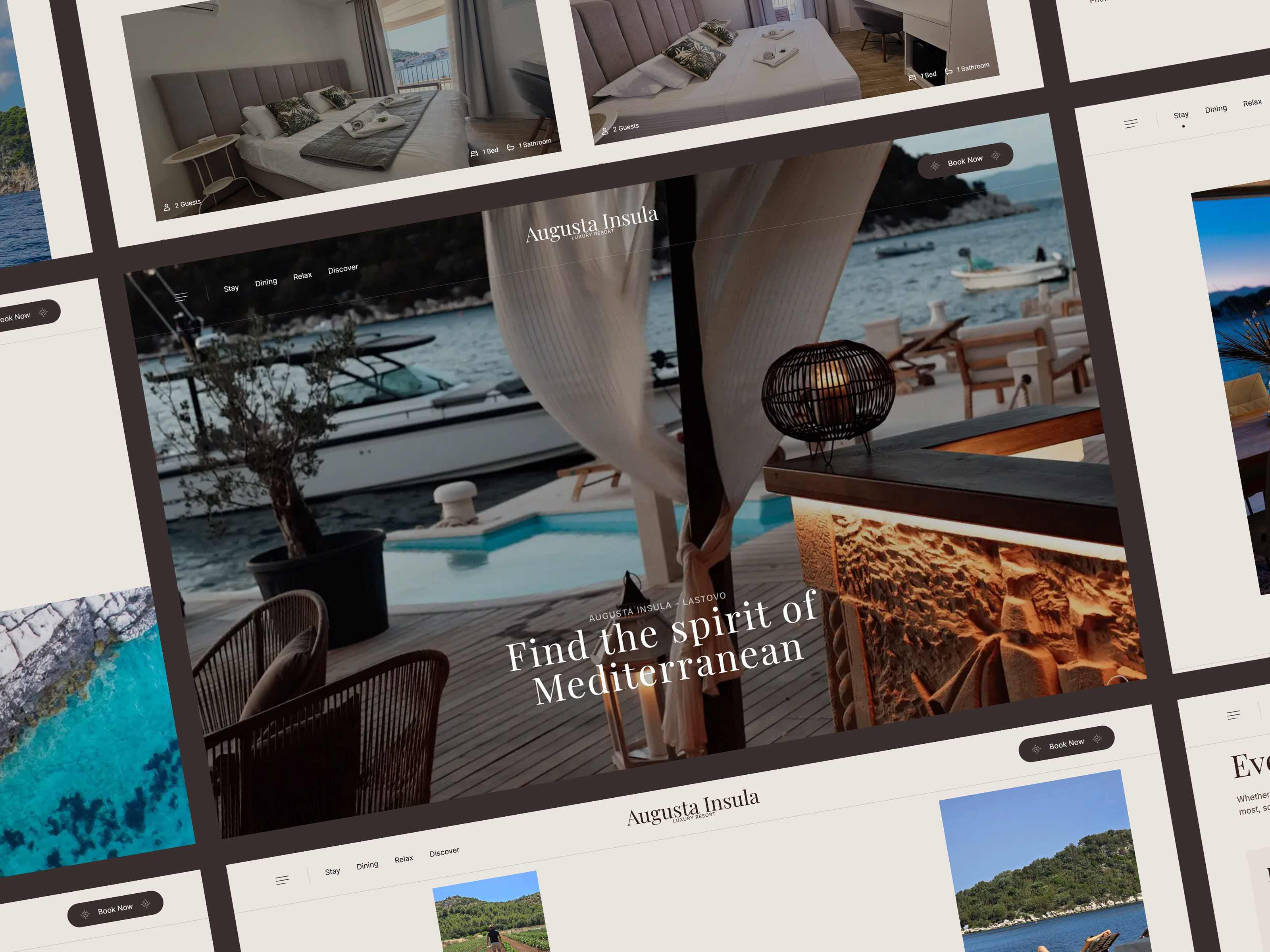 Boutique hotel/resort website booking engine clean design date picker hospitality website hotel website minimalist design multilingual website resort website uxui design web development