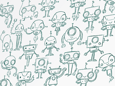 Robot Sketches 3d animation app branding design flat graphic design icon illustration illustrator logo minimal motion graphics typography ui ux vector web web design website