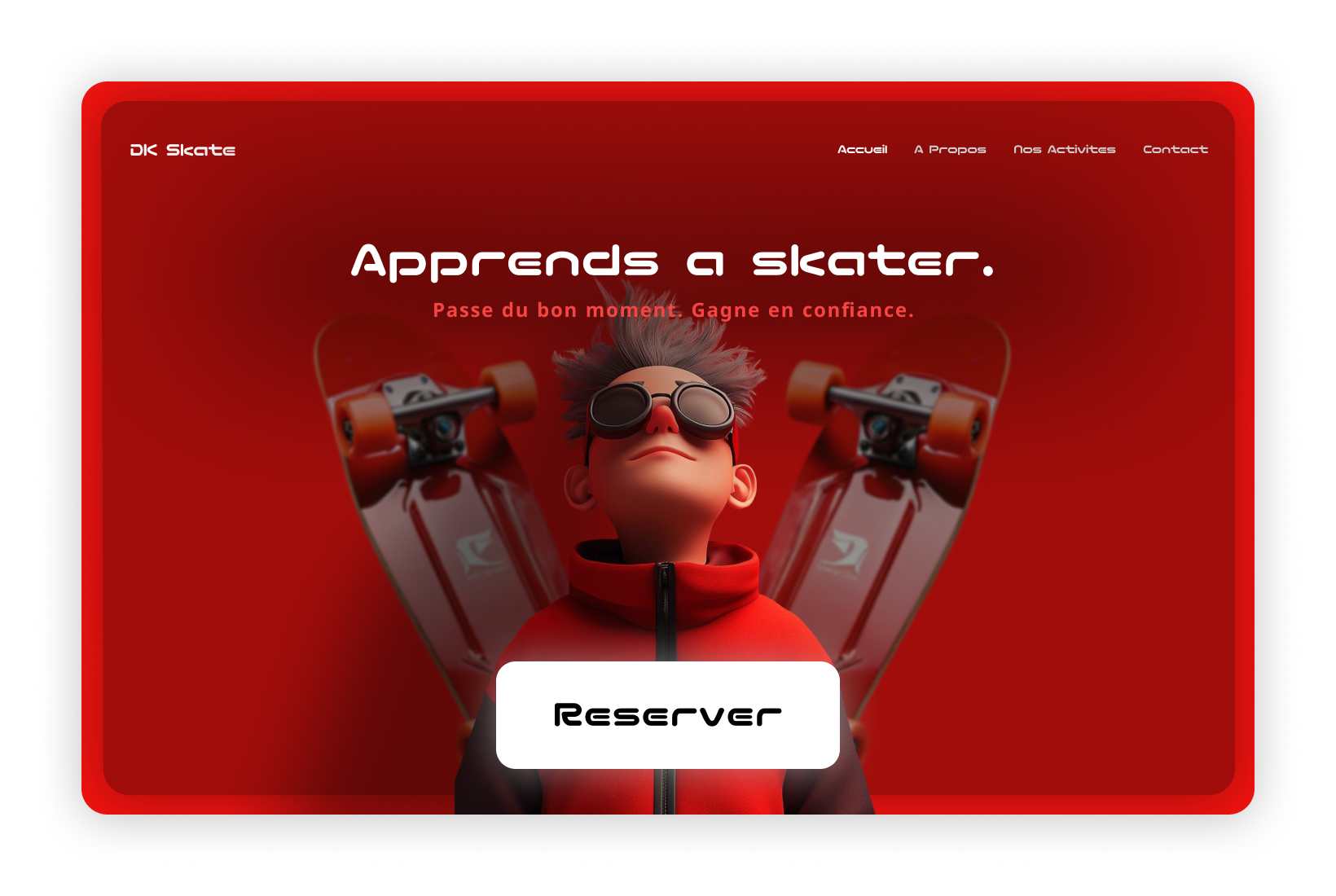 Example of DK Skate Landing page