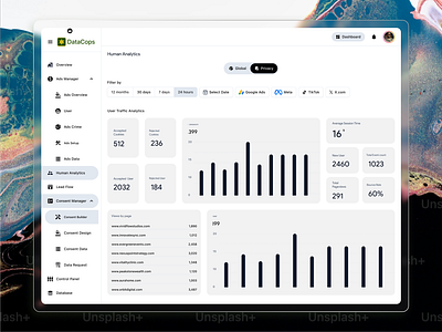 SaaS User Traffic & Privacy Analytics Dashboard kpi