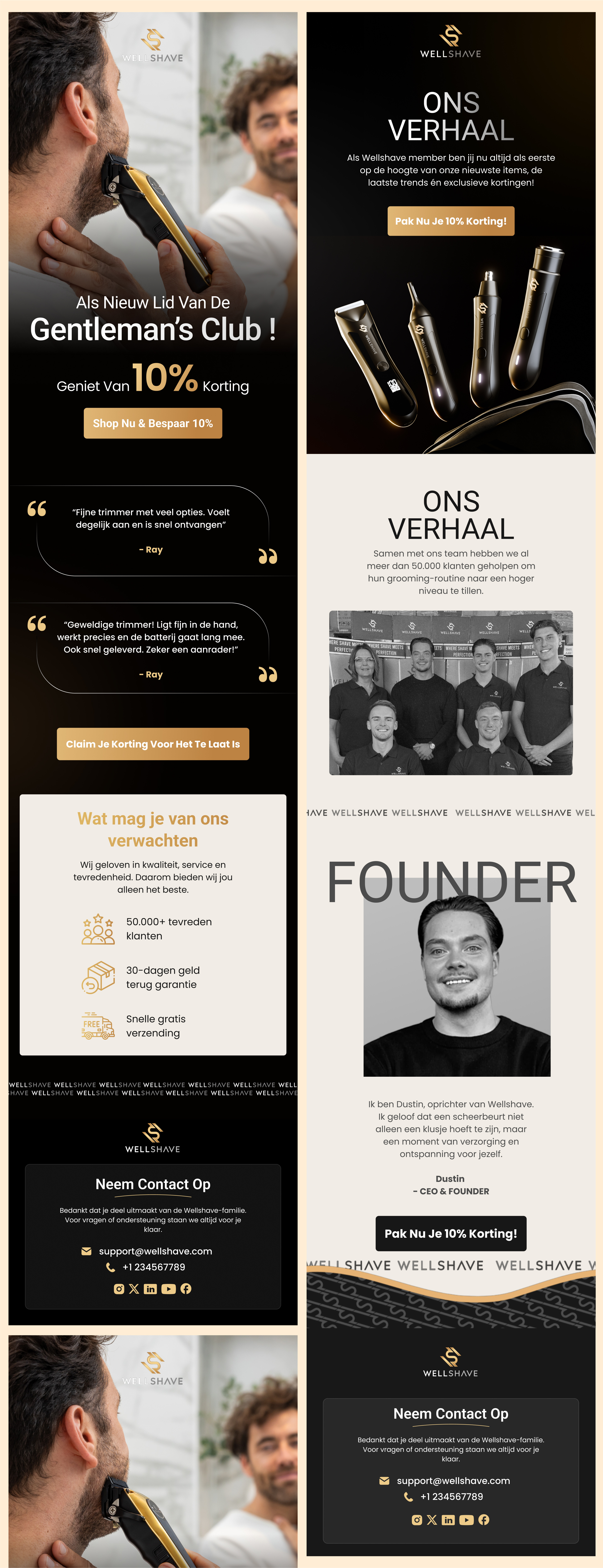 Welcome Flow for Men’s Grooming Brand clean email templates