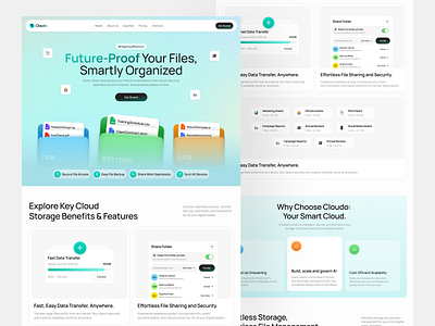 Cloud Storage Website Homepage UI cloud cloud computing cloud solution cloud storage cloud system design file uploader folder landing page online storage saas saas website storage virtual storage web web design website