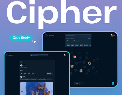 Cipher - Social Media App ai app branding community design logo mobile app networking posts scoial media app social social media ui uiux design zeepalm