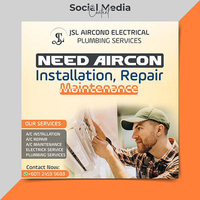 Aircon Installation, Repair & Maintenance Social Media Design designeershakil