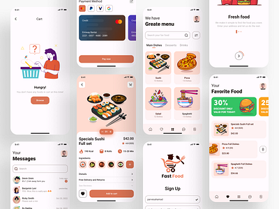 Food Delivery Mobile App app clean delivery man design fast food food order foodie ios minimal mobile product design restaurant app shop startup store sushi ui ui design ux