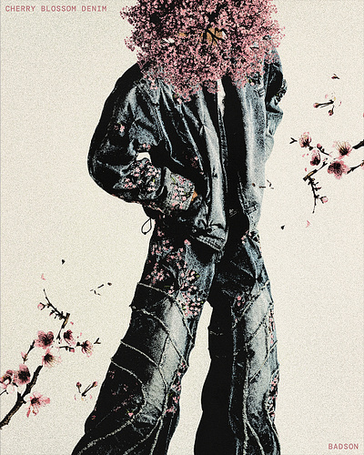 Cherry blossom denim Social Poster cherry blossom cover art fashion graphic design poster social graphics socials vintage