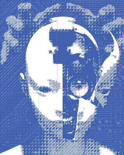 Cyber Dreams cover art design dither dithering cyberpunk graphic design horror poster vintage