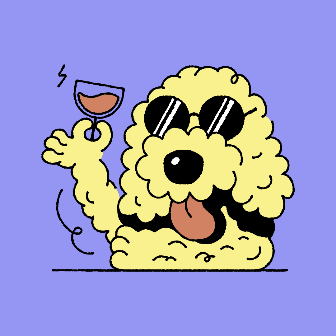 Illustration - Festive dog - Apéro Jazz apero branding colorful colorful design design dog dog illustration graphic design illustration jazz jazz illustration logo wine