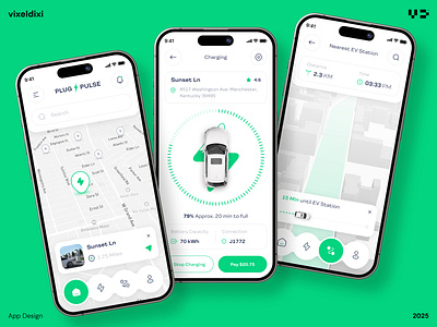 ✦ Plug⚡Pulse — EV Charging App UI - app charge ev ev car ev car charging ev carbcharging station ev charging ev charging app ui ui