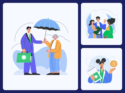 Insurance Illustration Art Set business care claim coverage design finance graphic health illustration insurance life policy protection risk safety security service shield support trust