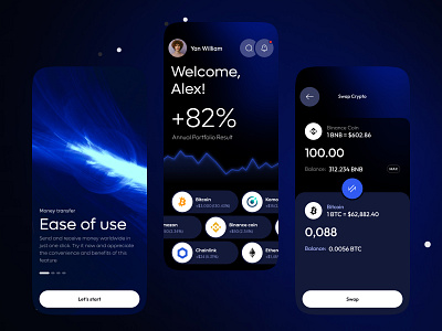 Crypto Portfolio & Exchange App app app design crypto crypto app crypto exchange crypto service crypto trading defi design mobile mobile app trading ui ux