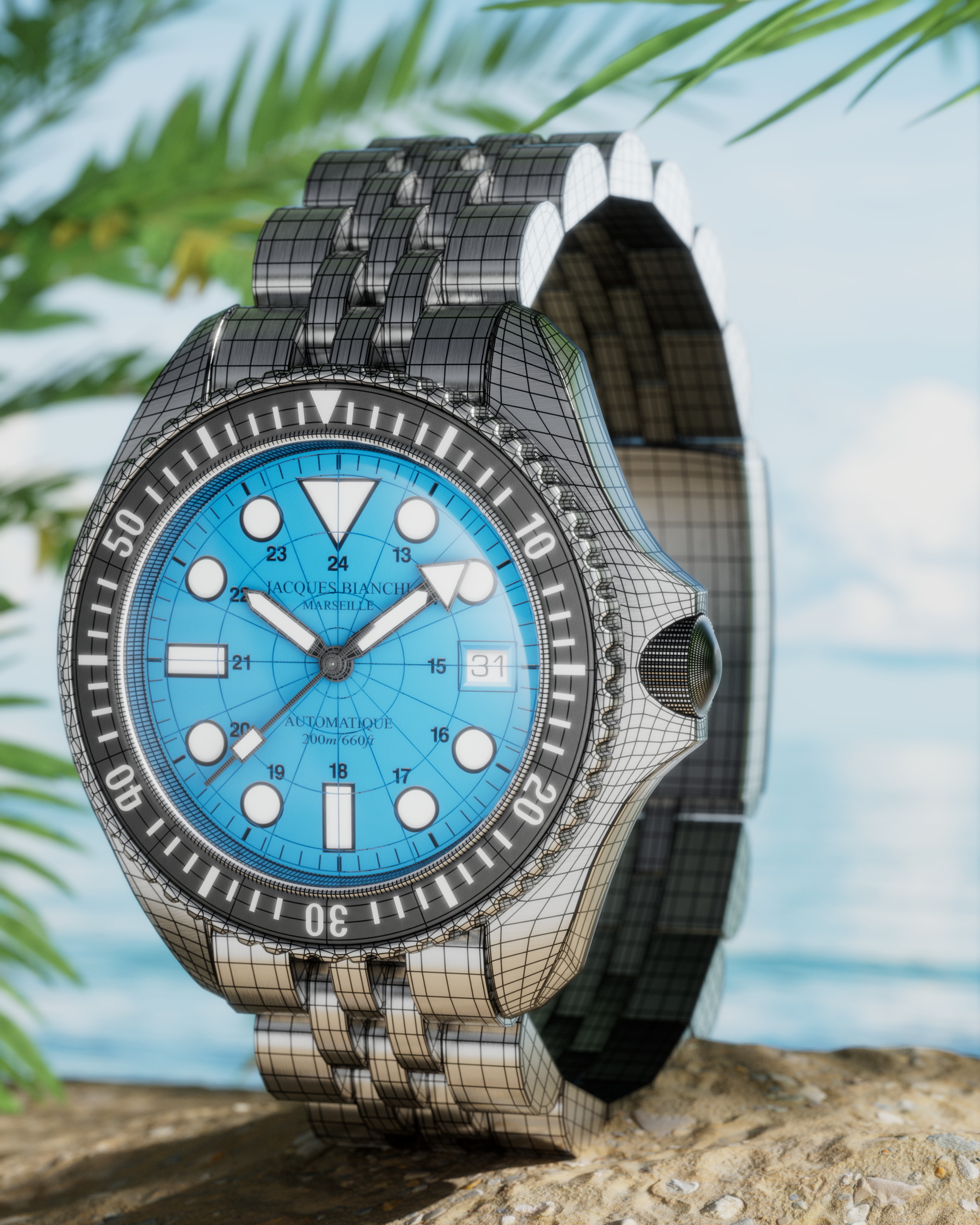 Example of 3D Watch Modeling, Render & Animation