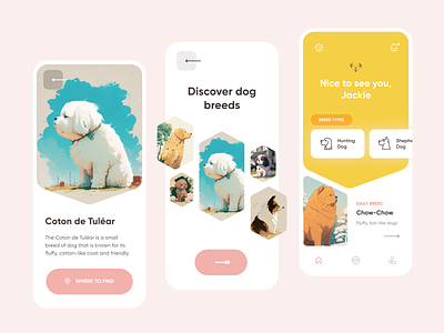 Dog Breed Mobile App app clean design flat illustration mobile ui ux
