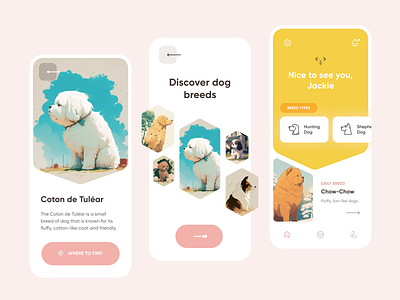 Dog Breed Mobile App app clean design flat illustration mobile ui ux