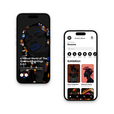 Art Gallery/Museum Mobile App app art black branding design gallery mobileapp museum ui uidesign uiux userexperience ux