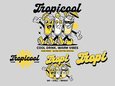 TROPICOOL DESIGN PACKAGE 3d animation art branding design graphic design illustration key visual logo mascot mascot character motion graphics retro design retro mascot ui ux vector