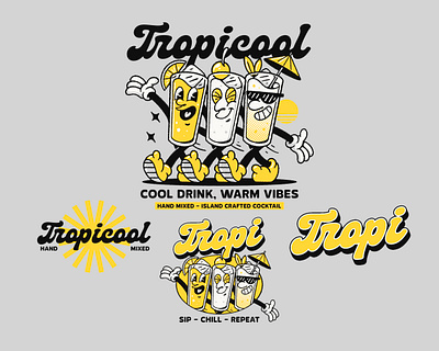 TROPICOOL DESIGN PACKAGE 3d animation art branding design graphic design illustration key visual logo mascot mascot character motion graphics retro design retro mascot ui ux vector