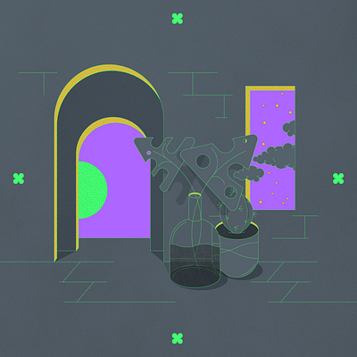 Plants 2d adobe illustrator geometric graphic design illustration moon plants shapes surrealism window