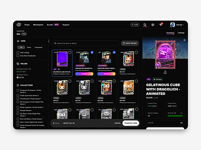 Droppp - Item Transfer Flow design ecommerce inventory marketplace nft transfer ui ux web