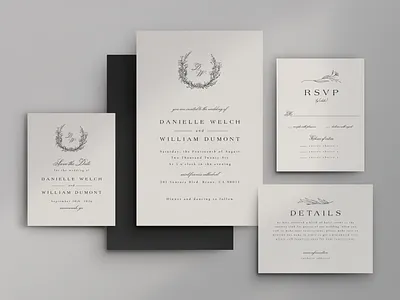 Wedding / Minimal Botanical Monogram graphic design invitation design wedding
