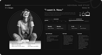 Black Label Personas beauty cosmo prof dark theme ecommerce hair nails personas product design sally beauty ui