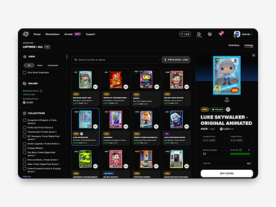 Droppp - Listings & Editing design ecommerce inventory listings marketplace nft ui ux web