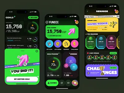 Fundie – Retro AI Finance App, Gen Z Vibes ai animation app branding egypt finance finance app fintech genz liquid galss logo savings ui design ux design