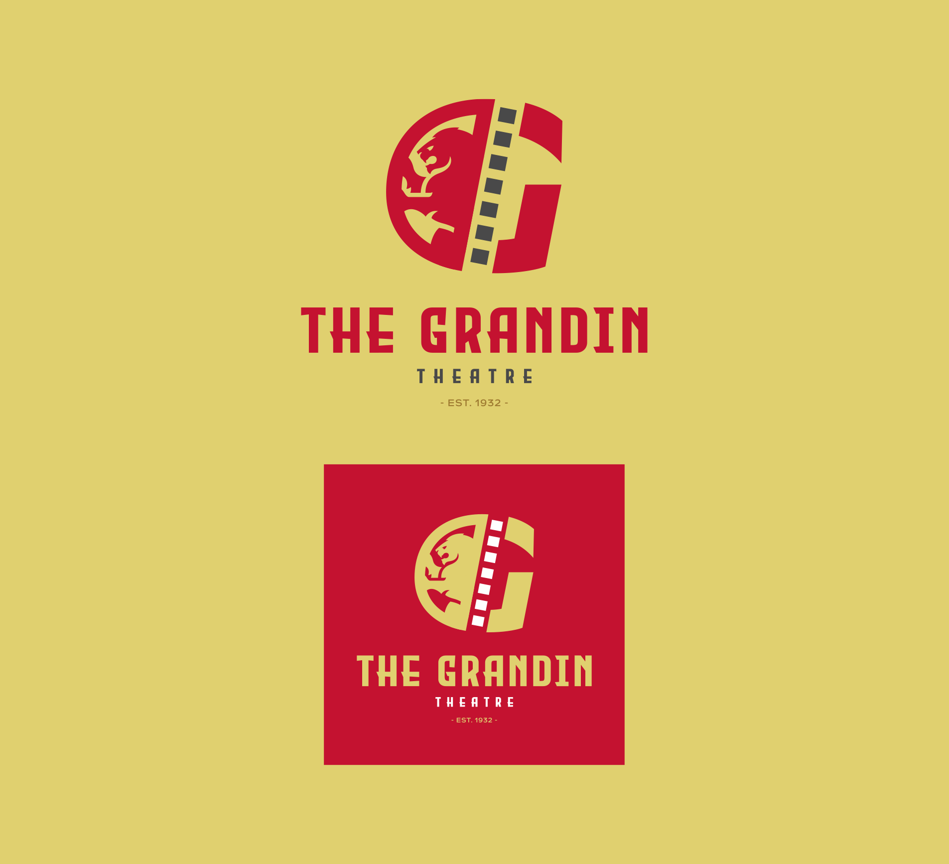 The Grandin Theatre - Roanoke VA Logo Concept cinema film g gold grandin lion movie red roaonke theater theatre virginia