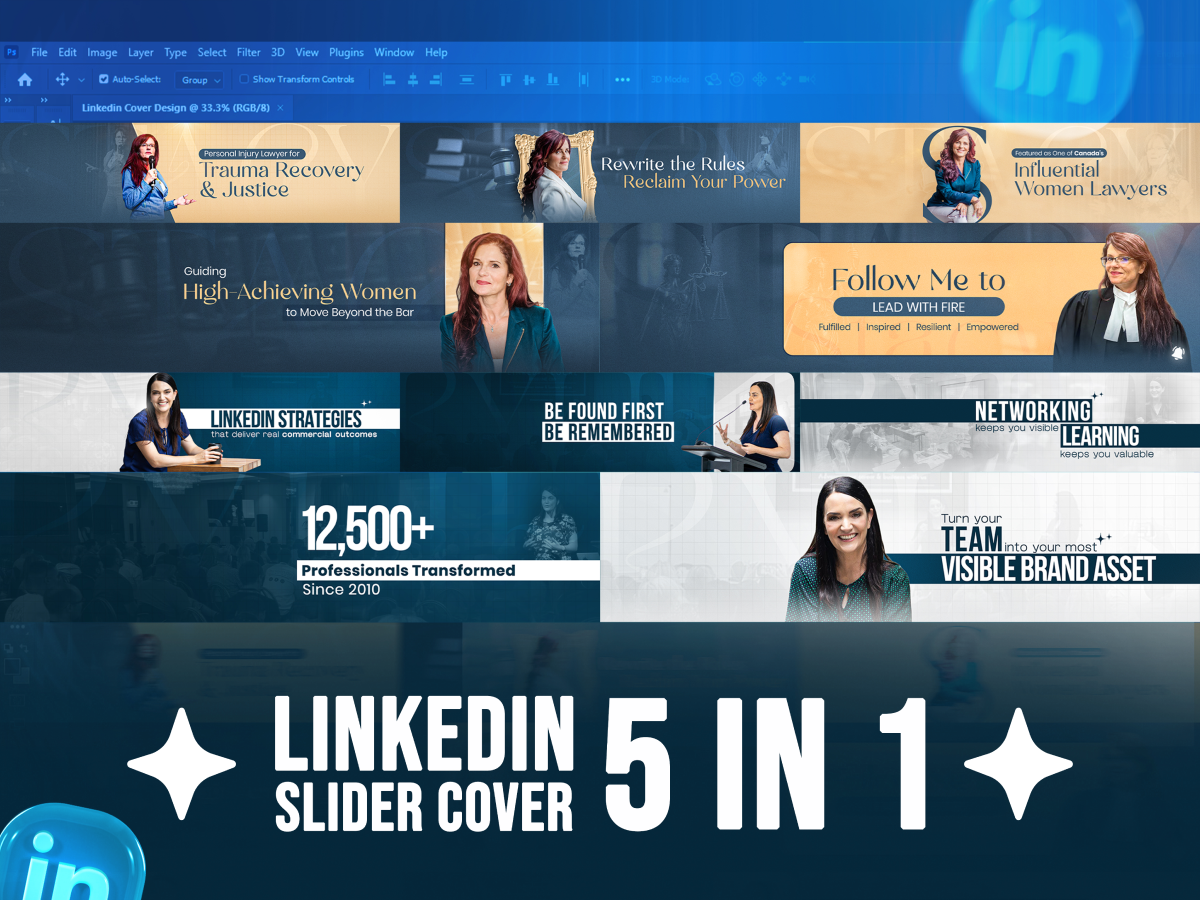 Linkedin Slider Banner (5 In 1) advertising branding cover creative facebook feature graphic design instagram linkedin linkedin slider banner marketing offer optimization personal branding poster powerful social media thumbnail transformation visual