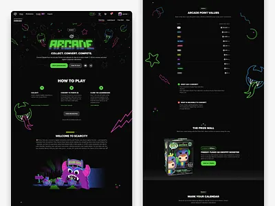 Droppp Arcade - Overview arcade design ecommerce illustration leaderboard marketplace nft points prize rank ui ux web