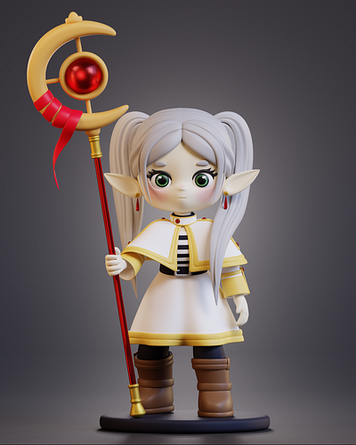 Frieren – Anime 3D Character 3d 3d character 3d modeling 3d scene animation b3d blender blender3d character design illustration