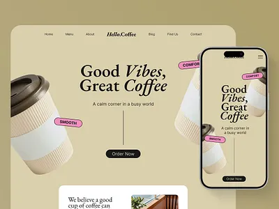 Coffee Shop Landing Page beverage branding coffee coffee shop figma graphic design landing page minimal modern typography ui ui design web design website
