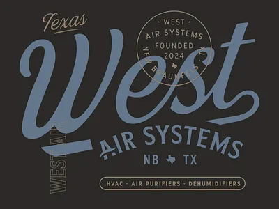 West Air Systems air purifiers air systems blue collar branding central texas dehumidifiers design graphic design hill country hvac illustration illustration art logo retro texas texture typography vector vintage vintage branding