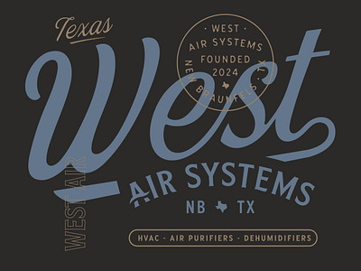 West Air Systems air purifiers air systems blue collar branding central texas dehumidifiers design graphic design hill country hvac illustration illustration art logo retro texas texture typography vector vintage vintage branding