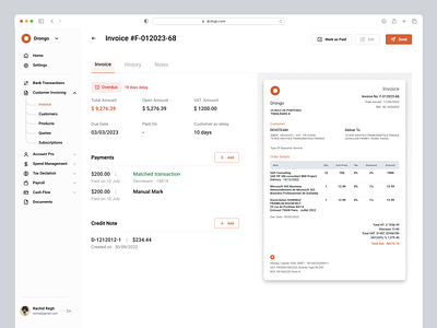 Invoice Detail UI | SaaS, CRM clean dashboard crm dashboard design graphic design invoice ui invoice ux minimal saas saas softwere ui dashboard ui ux ux ui