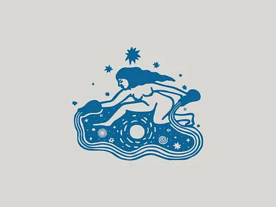 Aquarian Moon aquarius astral astrological chart astrology branding classic design earth graphic design horoscope illustration logo moon nature plants stars universe woman